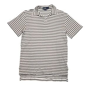 VTG Polo Ralph Lauren Mesh Knit Polo Shirt Black White Stripe Open Weave Mens Sm
